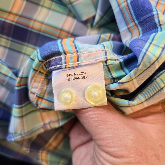Peter Millar Crown Summer Comfort Shirt Men's XL Blue Multi Plaid Golf Summer - Picture 5 of 10